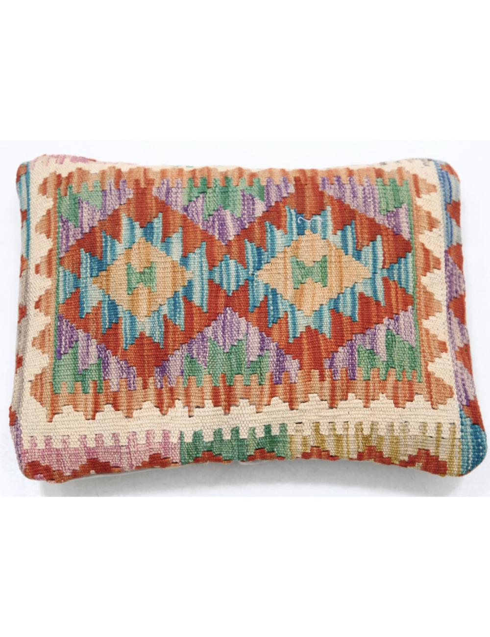 Hand Woven Tribal Multi Color Geometric Wool Pillow - 1'0'' x 1'5'' Arteverk Arteverk Rugs