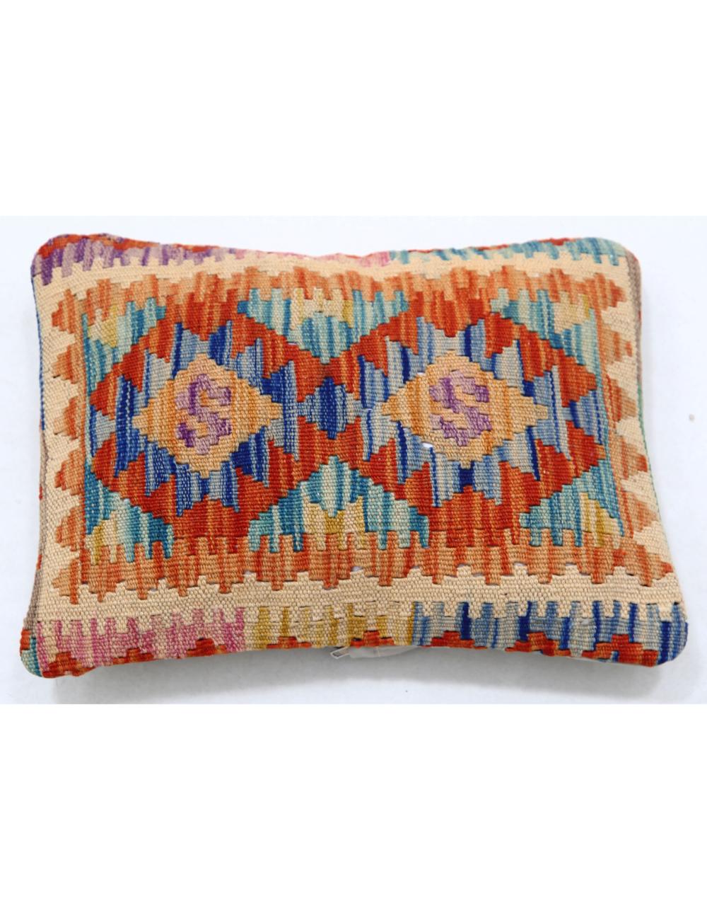 Hand Woven Tribal Multi Color Geometric Wool Pillow - 1'0'' x 1'5'' Arteverk Arteverk Rugs