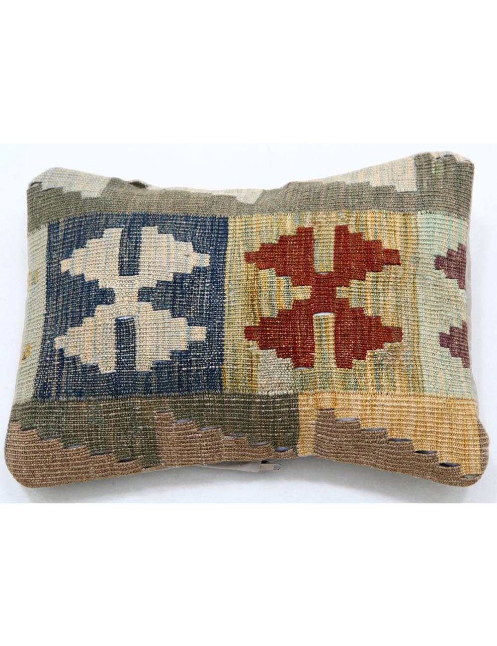 Hand Woven Tribal Multi Color Geometric Wool Pillow - 1'0'' x 1'5'' Arteverk Arteverk Rugs