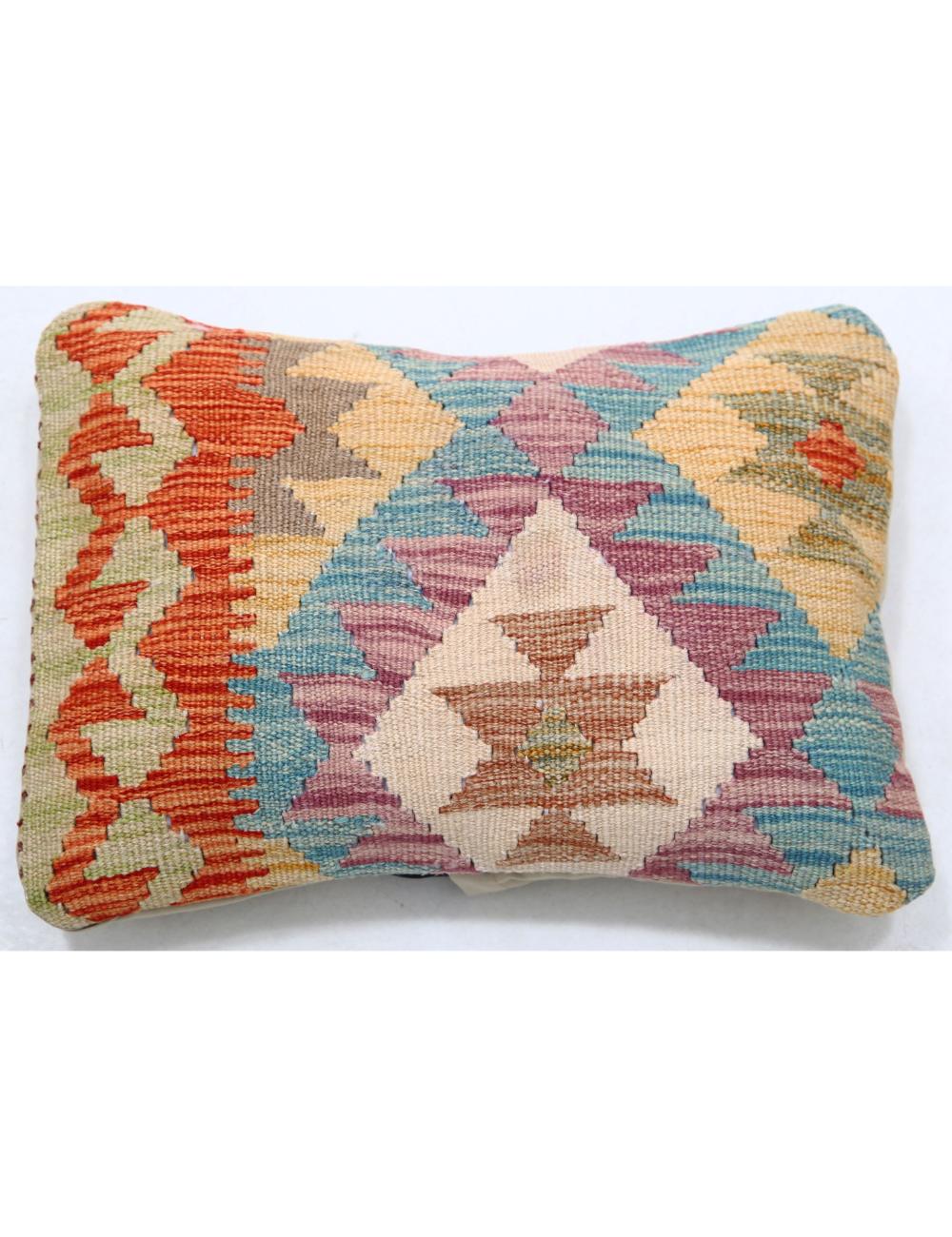 Hand Woven Tribal Multi Color Geometric Wool Pillow - 1'0'' x 1'5'' Arteverk Arteverk Rugs