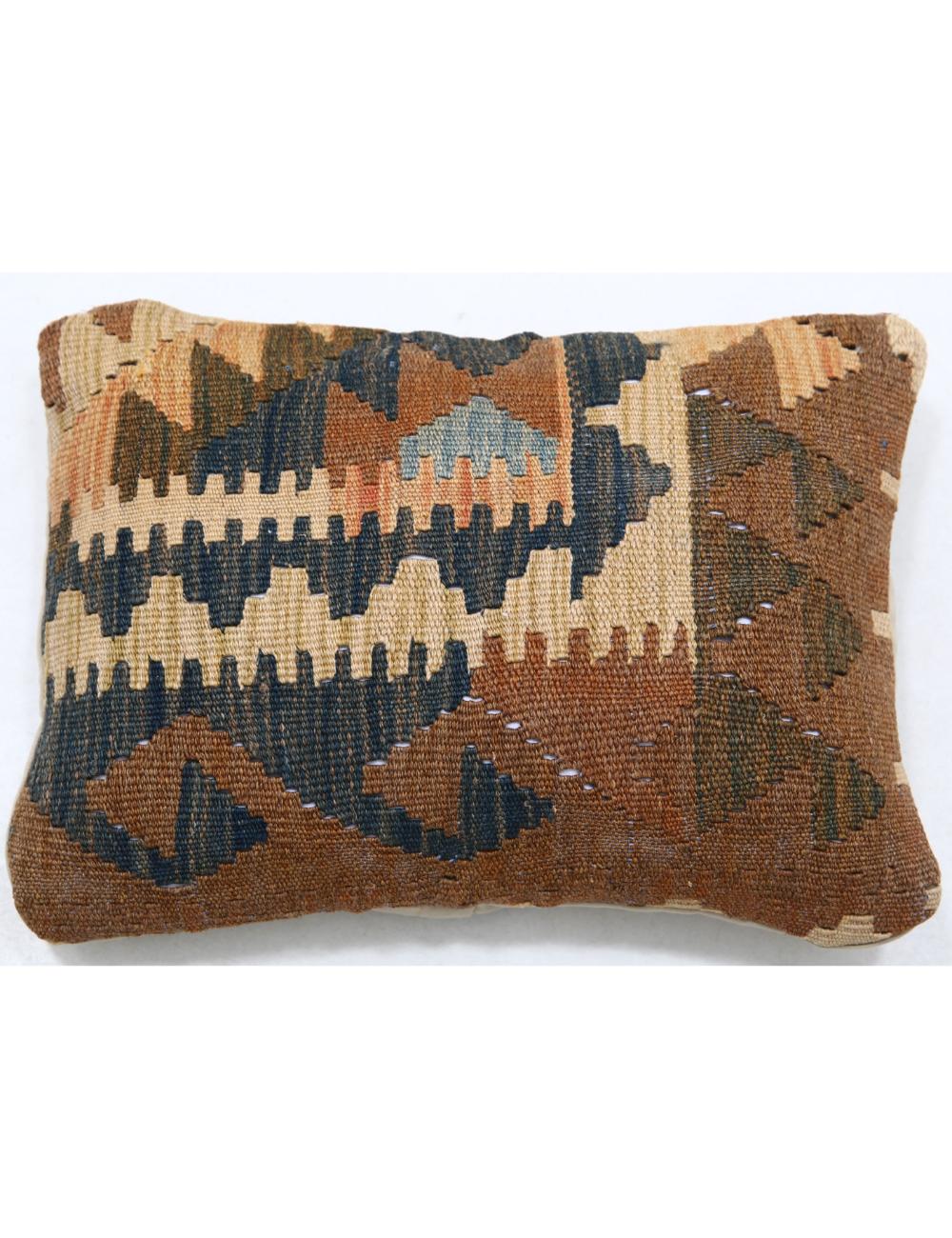 Hand Woven Tribal Multi Color Geometric Wool Pillow - 1&#39;0&#39;&#39; x 1&#39;5&#39;&#39; Arteverk Arteverk Rugs