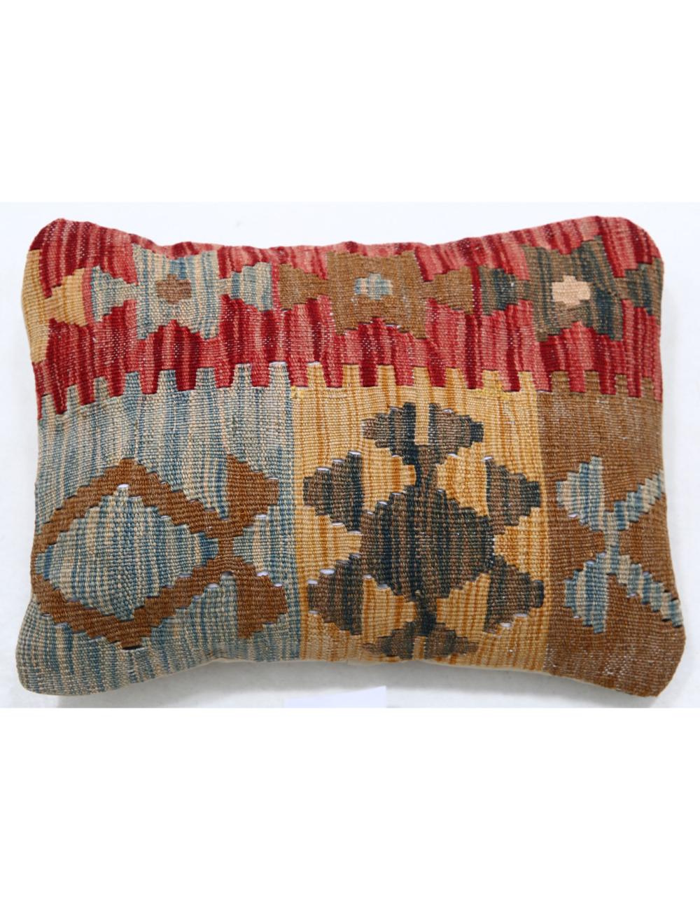 Hand Woven Tribal Multi Color Geometric Wool Pillow - 1&#39;0&#39;&#39; x 1&#39;5&#39;&#39; Arteverk Arteverk Rugs