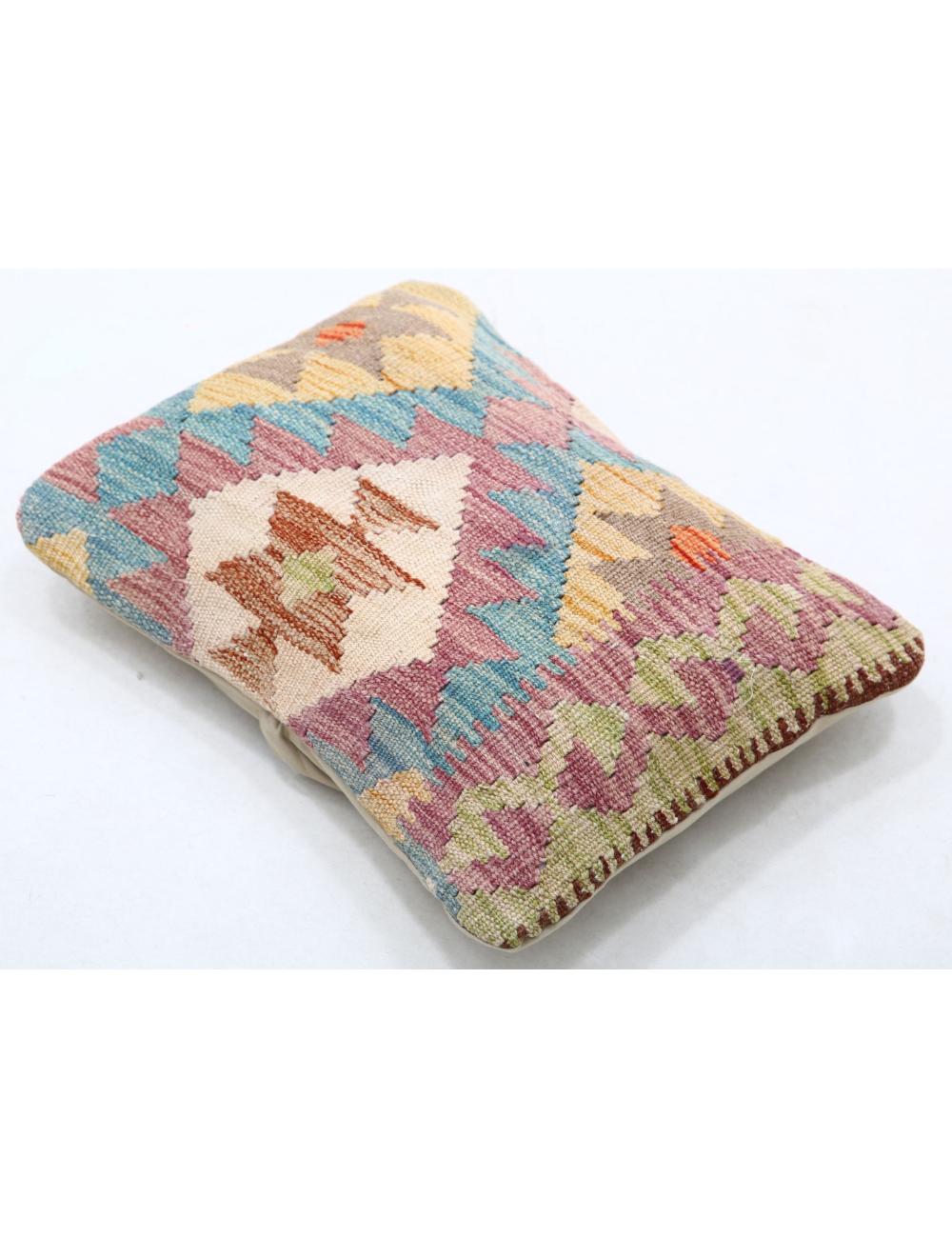 Hand Woven Tribal Multi Color Geometric Wool Pillow - 1'0'' x 1'5'' Arteverk Arteverk Rugs