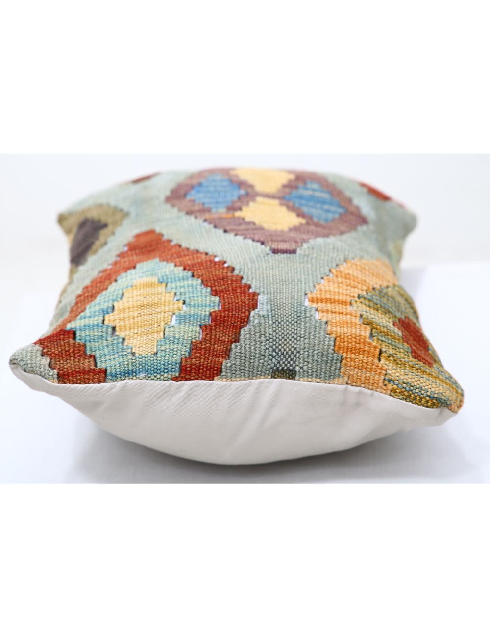 Hand Woven Tribal Multi Color Geometric Wool Pillow - 1'0'' x 1'5'' Arteverk Arteverk Rugs