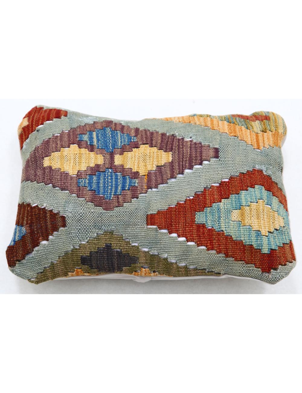 Hand Woven Tribal Multi Color Geometric Wool Pillow - 1&#39;0&#39;&#39; x 1&#39;5&#39;&#39; Arteverk Arteverk Rugs