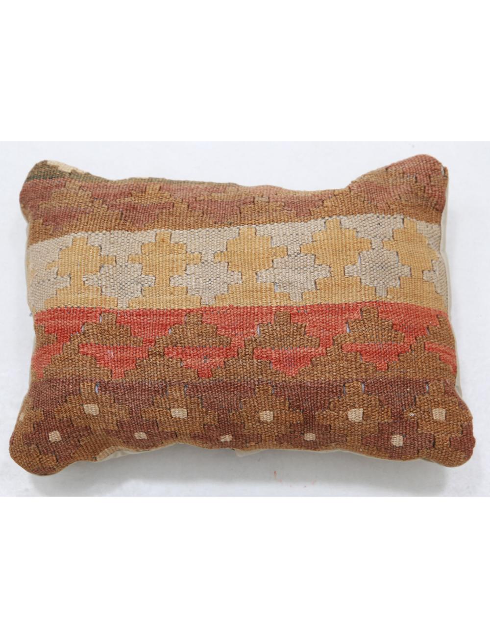 Hand Woven Tribal Multi Color Geometric Wool Pillow - 1&#39;0&#39;&#39; x 1&#39;5&#39;&#39; Arteverk Arteverk Rugs