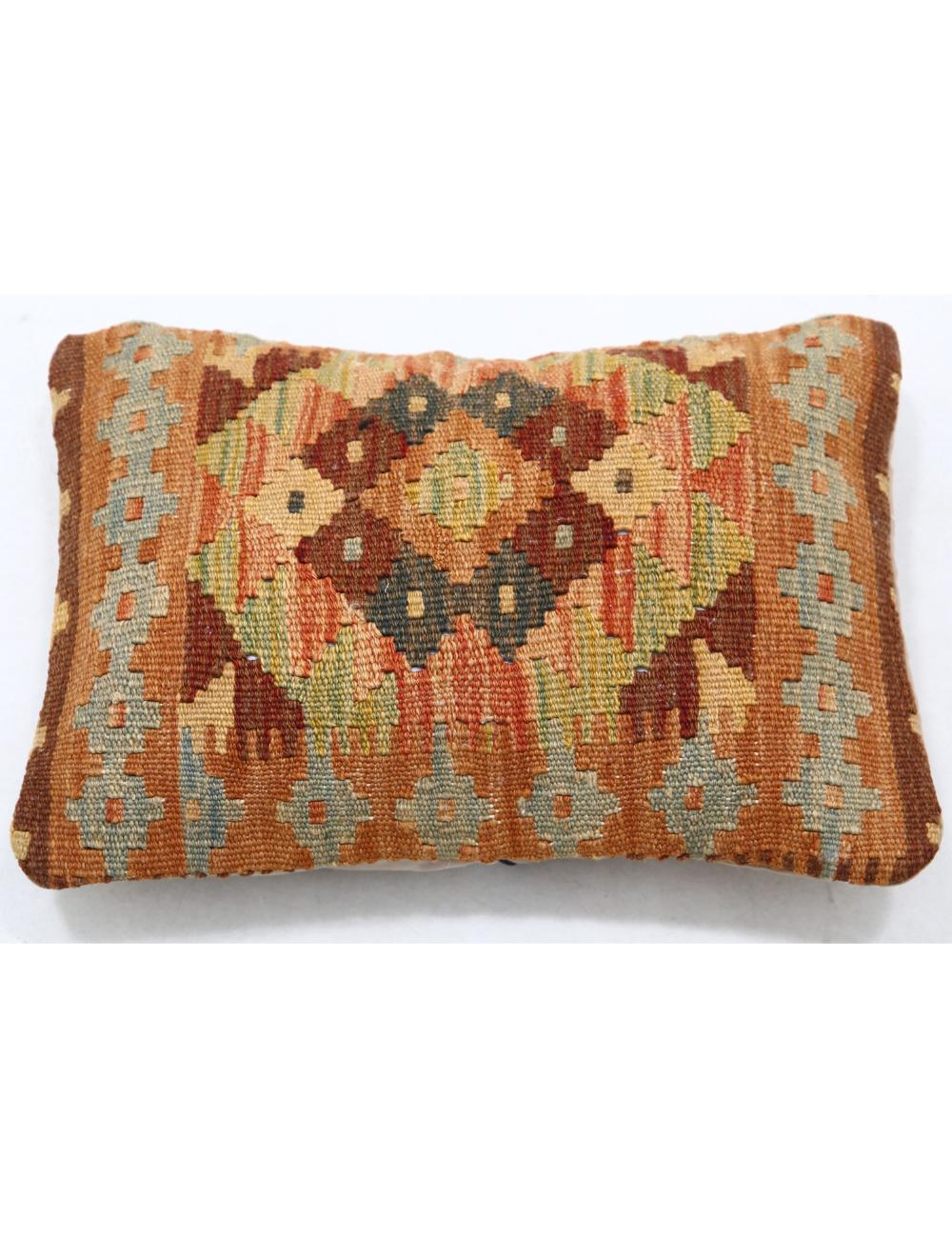 Hand Woven Tribal Multi Color Geometric Wool Pillow - 1&#39;0&#39;&#39; x 1&#39;5&#39;&#39; Arteverk Arteverk Rugs