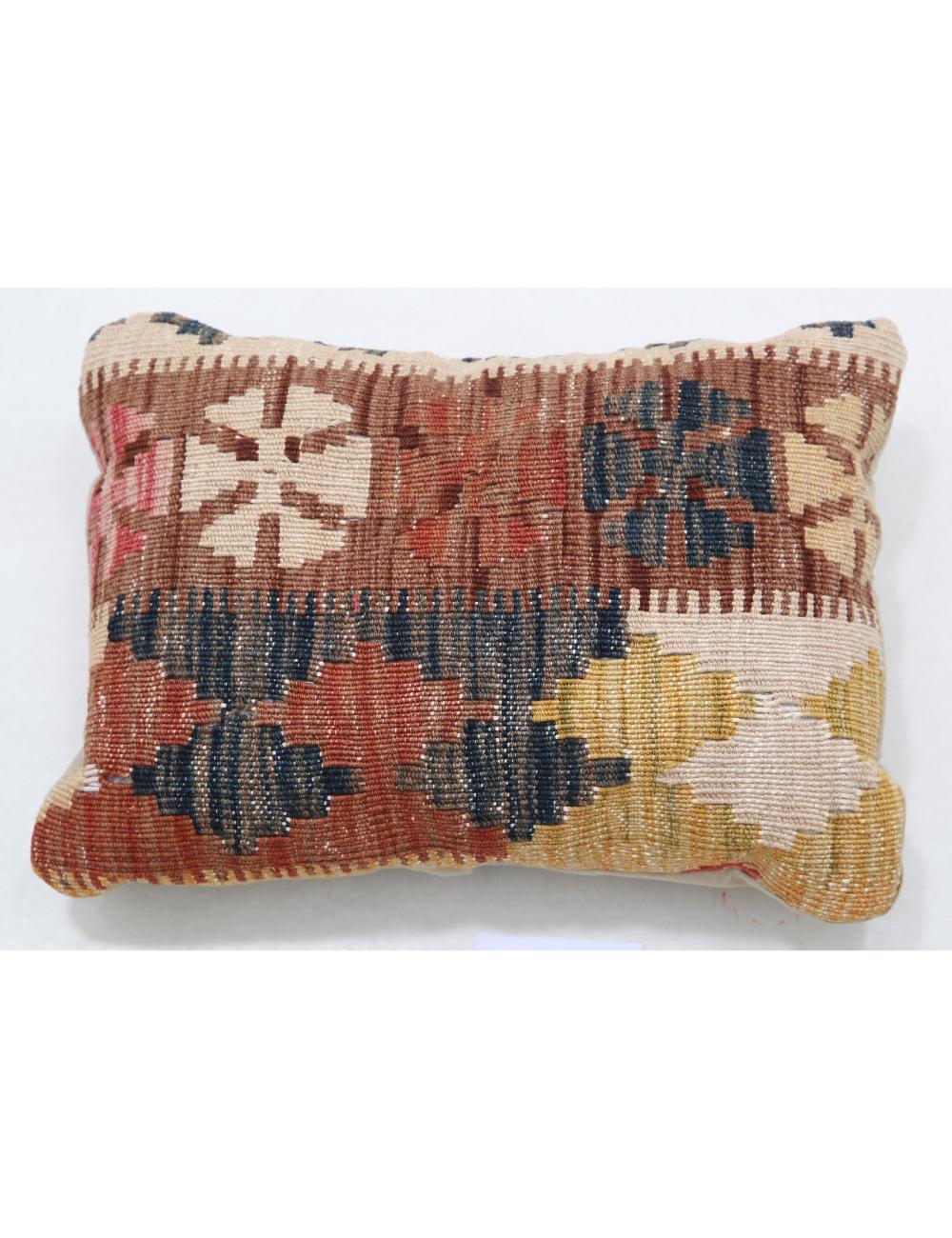 Hand Woven Tribal Multi Color Geometric Wool Pillow - 1&#39;0&#39;&#39; x 1&#39;5&#39;&#39; Arteverk Arteverk Rugs