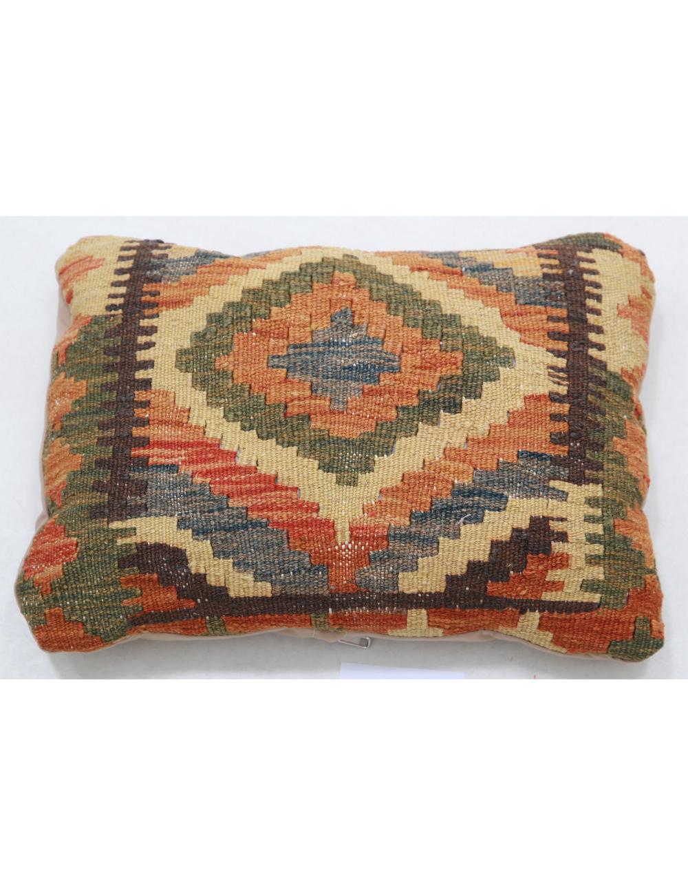 Hand Woven Tribal Multi Color Geometric Wool Pillow - 1'0'' x 1'5'' Arteverk Arteverk Rugs