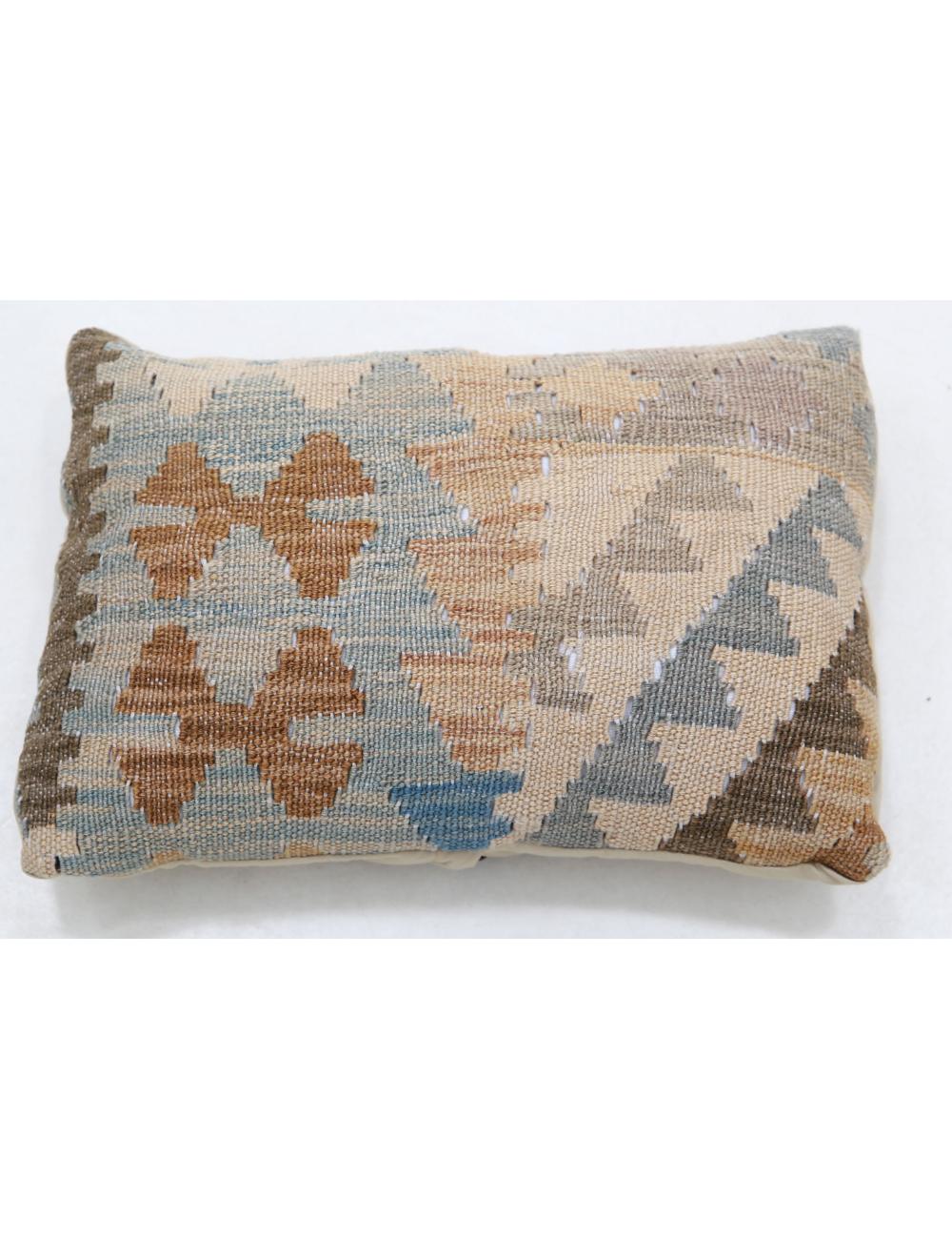 Hand Woven Tribal Multi Color Geometric Wool Pillow - 1&#39;0&#39;&#39; x 1&#39;5&#39;&#39; Arteverk Arteverk Rugs