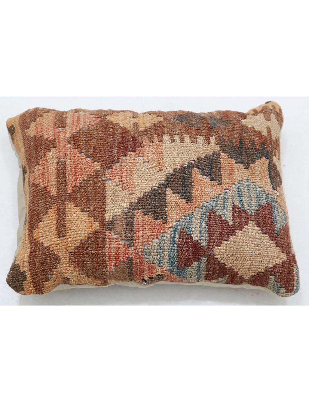 Hand Woven Tribal Multi Color Geometric Wool Pillow - 1&#39;0&#39;&#39; x 1&#39;5&#39;&#39; Arteverk Arteverk Rugs