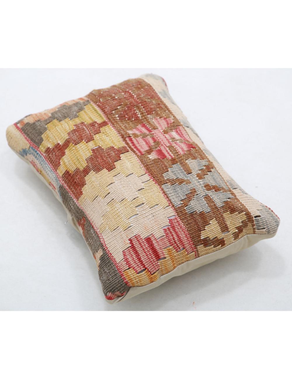 Hand Woven Tribal Multi Color Geometric Wool Pillow - 1'0'' x 1'5'' Arteverk Arteverk Rugs