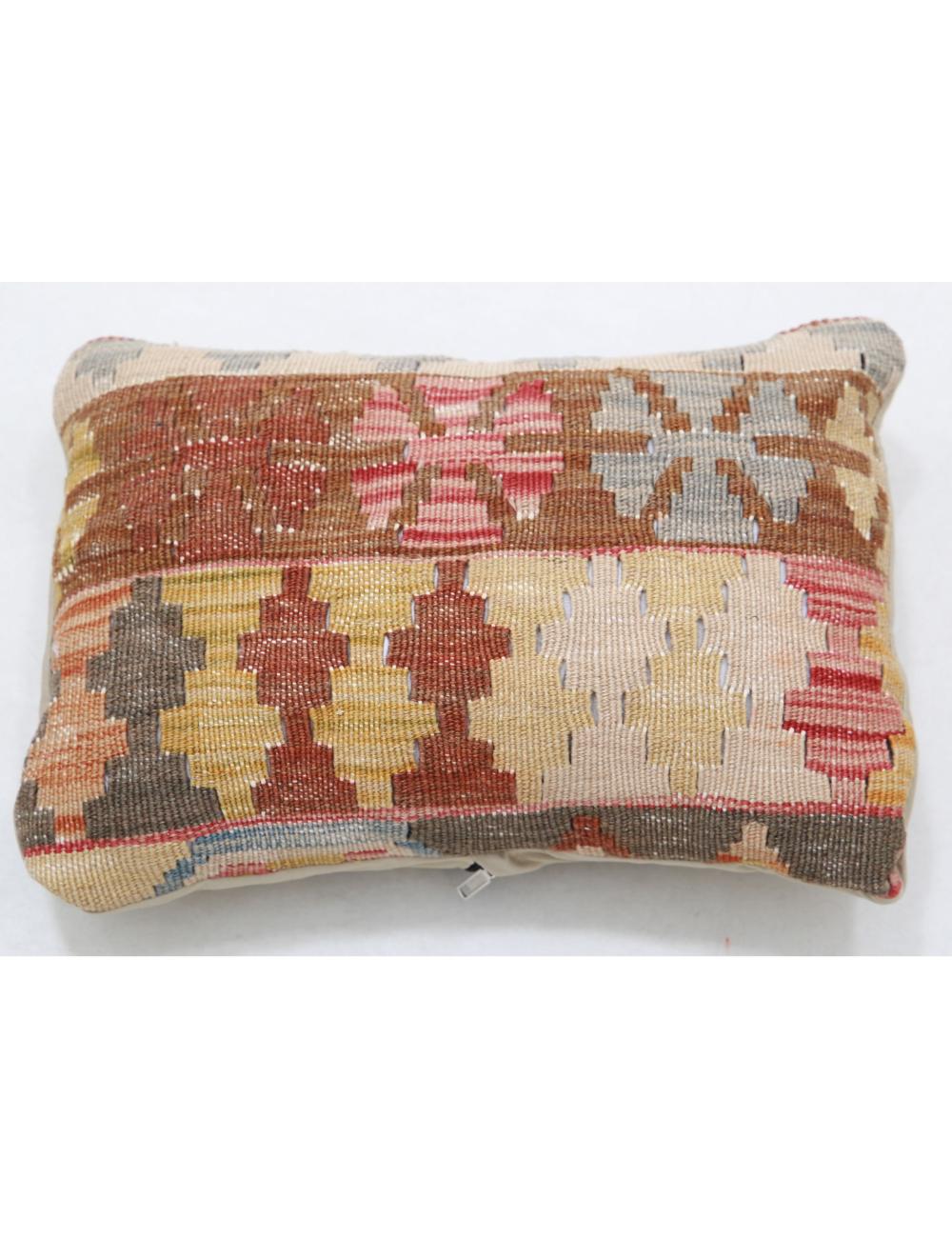 Hand Woven Tribal Multi Color Geometric Wool Pillow - 1&#39;0&#39;&#39; x 1&#39;5&#39;&#39; Arteverk Arteverk Rugs