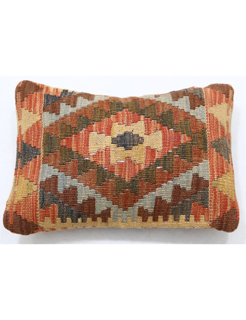 Hand Woven Tribal Multi Color Geometric Wool Pillow - 1&#39;0&#39;&#39; x 1&#39;5&#39;&#39; Arteverk Arteverk Rugs