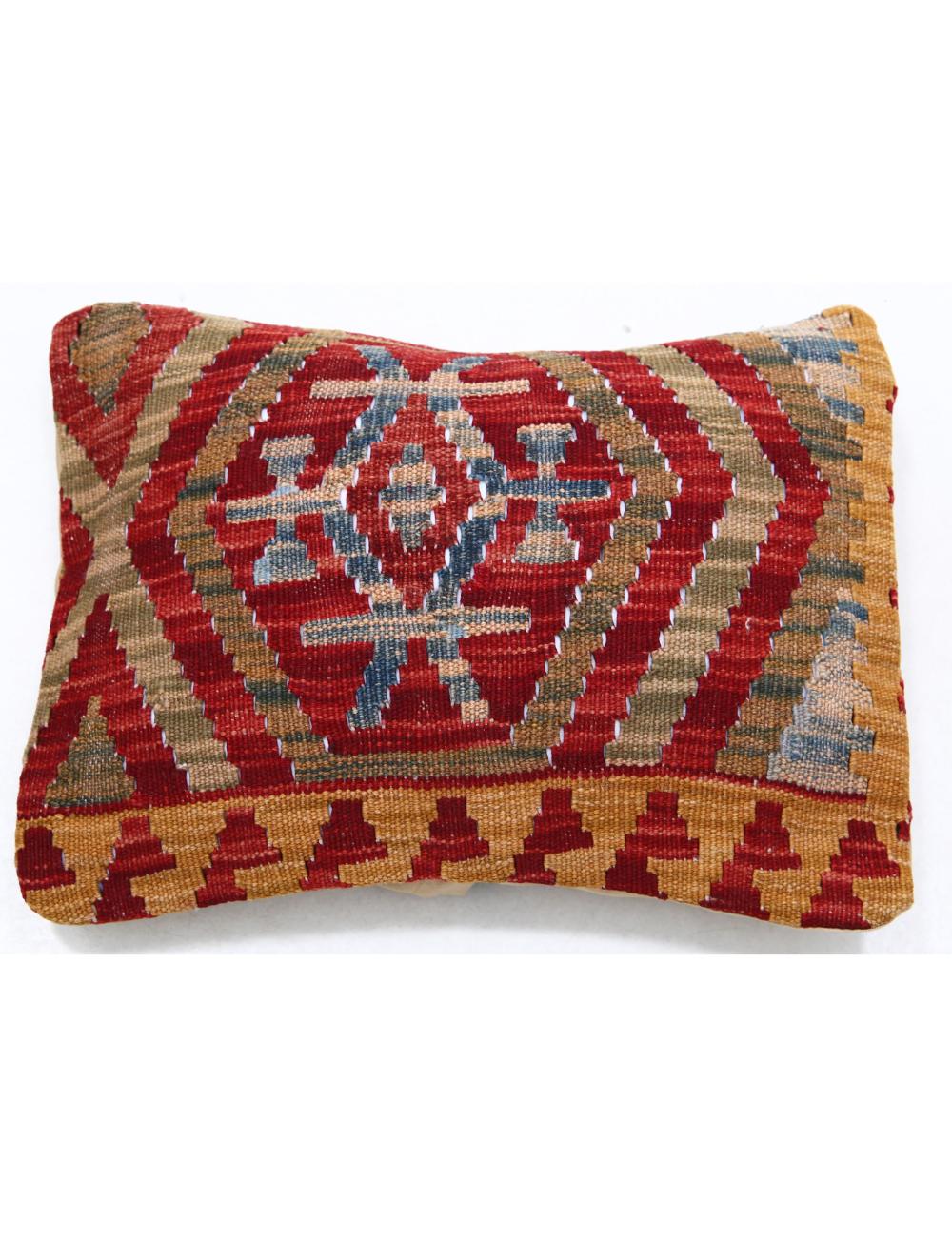 Hand Woven Tribal Multi Color Geometric Wool Pillow - 1&#39;0&#39;&#39; x 1&#39;5&#39;&#39; Arteverk Arteverk Rugs