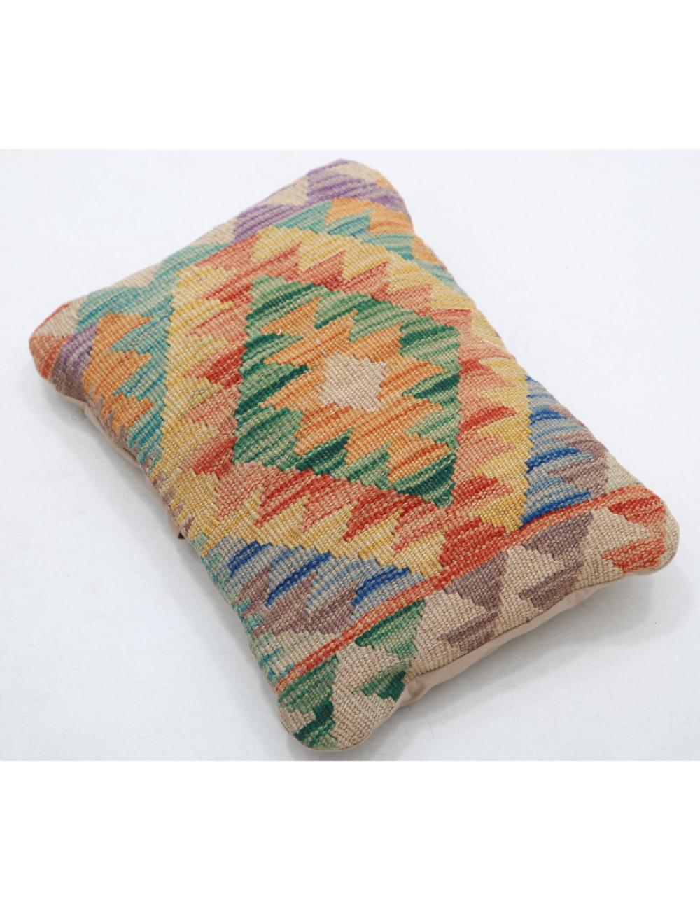 Hand Woven Tribal Multi Color Geometric Wool Pillow - 1'0'' x 1'5'' Arteverk Arteverk Rugs