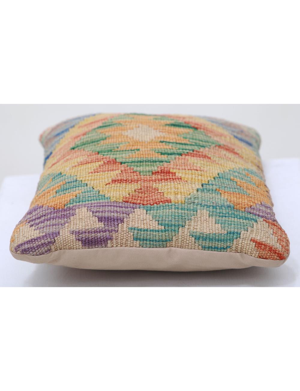 Hand Woven Tribal Multi Color Geometric Wool Pillow - 1'0'' x 1'5'' Arteverk Arteverk Rugs