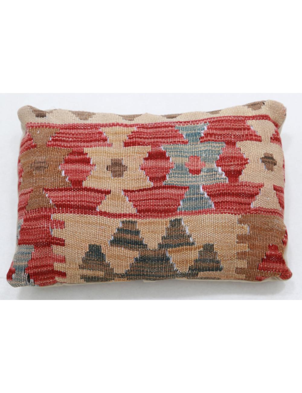 Hand Woven Tribal Multi Color Geometric Wool Pillow - 1&#39;0&#39;&#39; x 1&#39;5&#39;&#39; Arteverk Arteverk Rugs