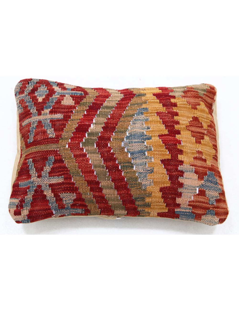 Hand Woven Tribal Multi Color Geometric Wool Pillow - 1&#39;0&#39;&#39; x 1&#39;5&#39;&#39; Arteverk Arteverk Rugs