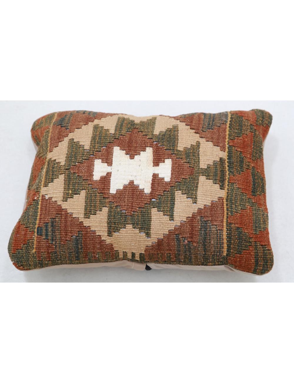 Hand Woven Tribal Multi Color Geometric Wool Pillow - 1&#39;0&#39;&#39; x 1&#39;5&#39;&#39; Arteverk Arteverk Rugs