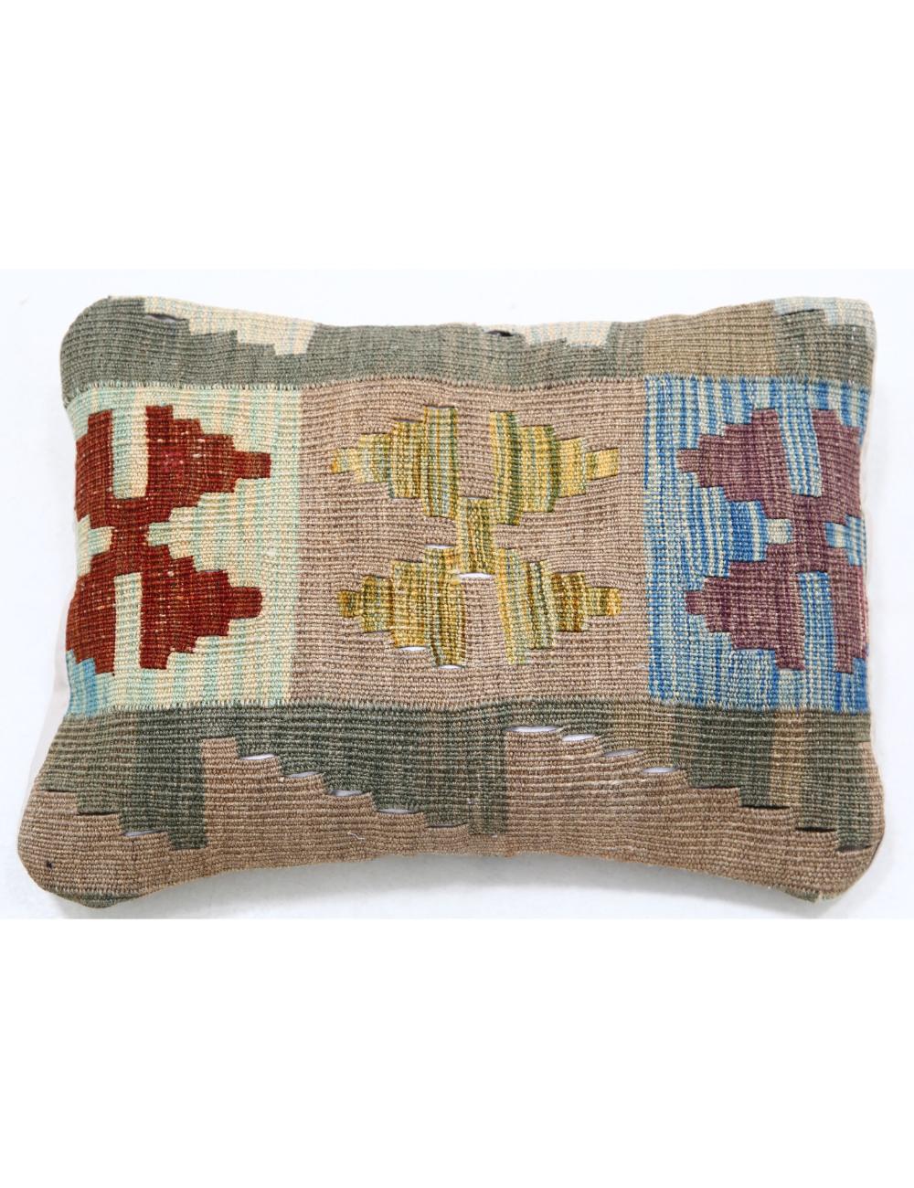 Hand Woven Tribal Multi Color Geometric Wool Pillow - 1'0'' x 1'5'' Arteverk Arteverk Rugs