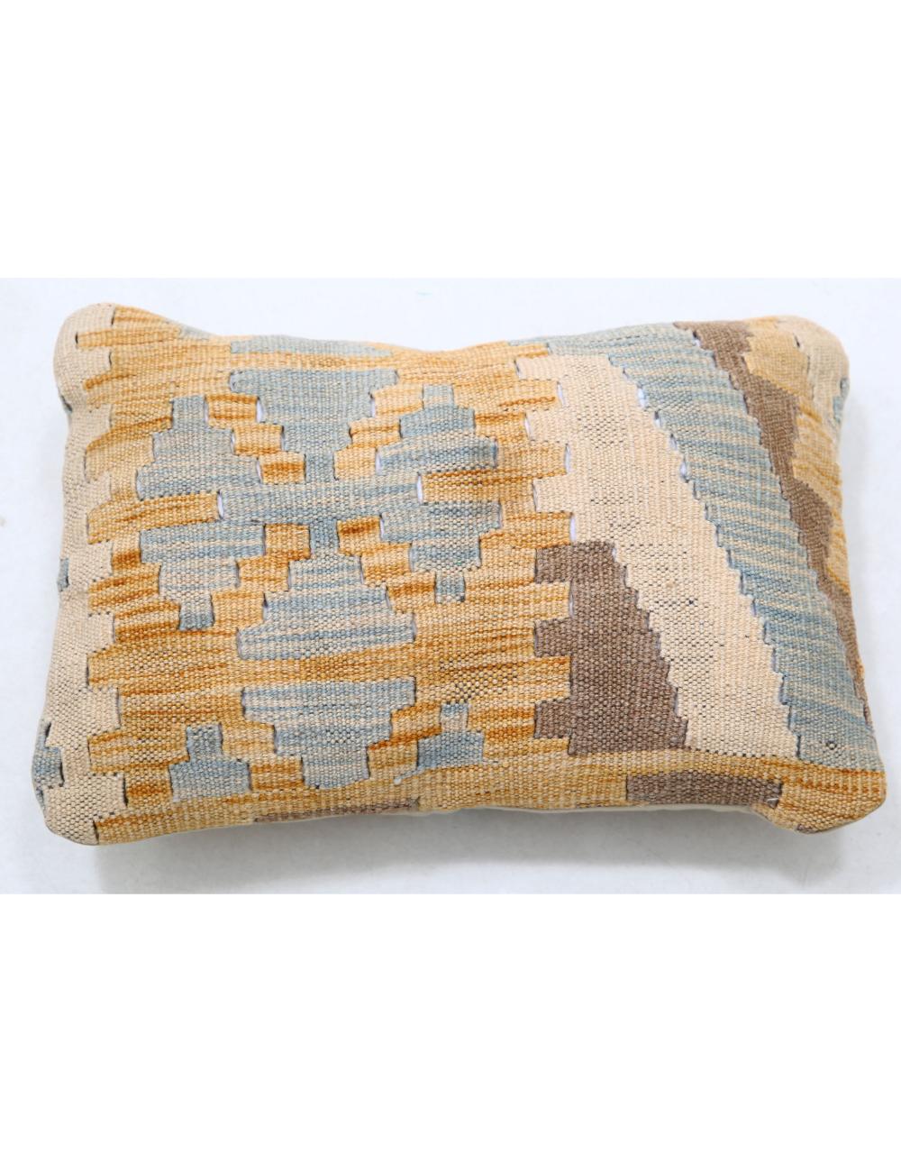 Hand Woven Tribal Multi Color Geometric Wool Pillow - 1&#39;0&#39;&#39; x 1&#39;5&#39;&#39; Arteverk Arteverk Rugs