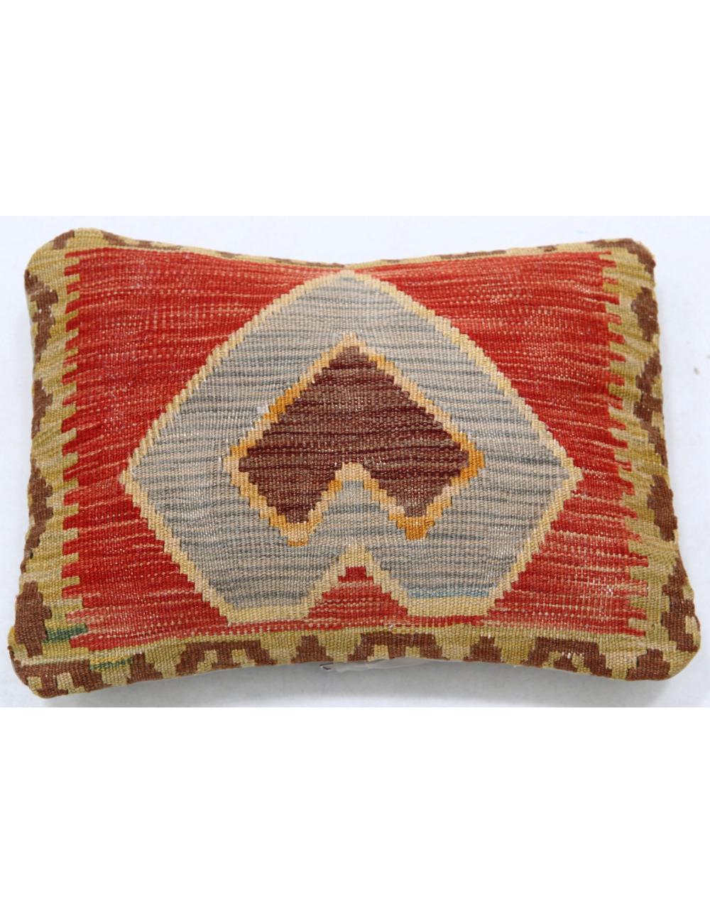 Hand Woven Tribal Multi Color Geometric Wool Pillow - 1&#39;0&#39;&#39; x 1&#39;5&#39;&#39; Arteverk Arteverk Rugs