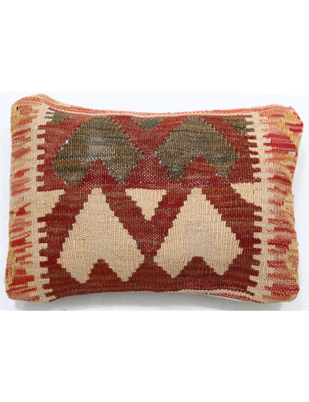 Hand Woven Tribal Multi Color Geometric Wool Pillow - 1&#39;0&#39;&#39; x 1&#39;5&#39;&#39; Arteverk Arteverk Rugs