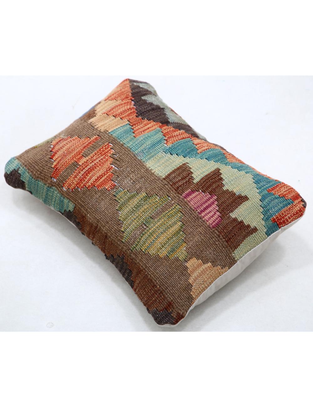 Hand Woven Tribal Multi Color Geometric Wool Pillow - 1'0'' x 1'5'' Arteverk Arteverk Rugs