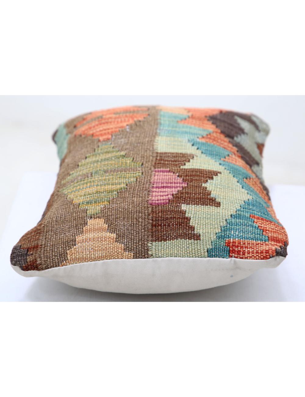 Hand Woven Tribal Multi Color Geometric Wool Pillow - 1'0'' x 1'5'' Arteverk Arteverk Rugs