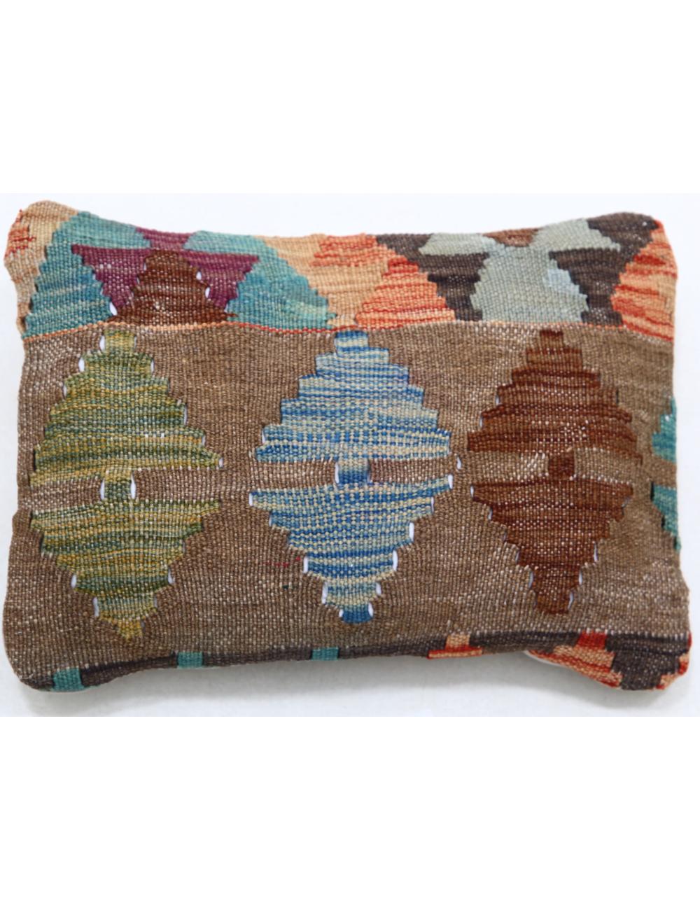 Hand Woven Tribal Multi Color Geometric Wool Pillow - 1&#39;0&#39;&#39; x 1&#39;5&#39;&#39; Arteverk Arteverk Rugs