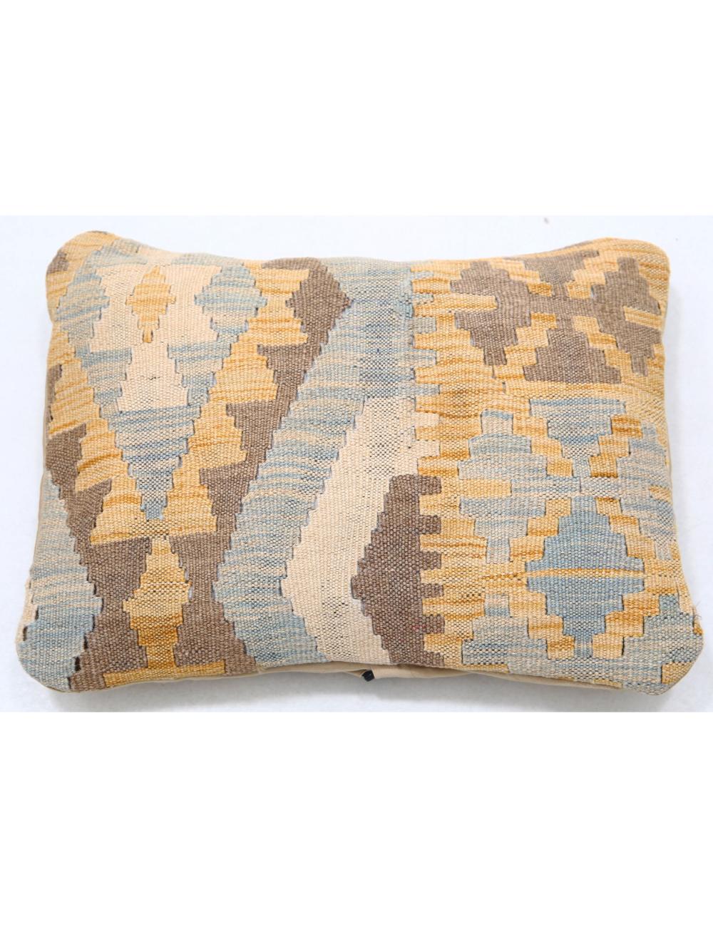 Hand Woven Tribal Multi Color Geometric Wool Pillow - 1&#39;0&#39;&#39; x 1&#39;5&#39;&#39; Arteverk Arteverk Rugs