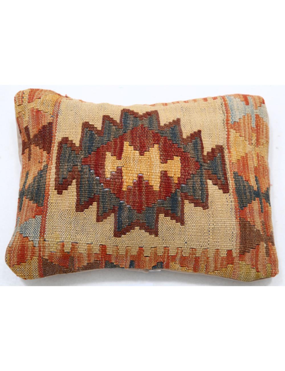 Hand Woven Tribal Multi Color Geometric Wool Pillow - 1&#39;0&#39;&#39; x 1&#39;5&#39;&#39; Arteverk Arteverk Rugs