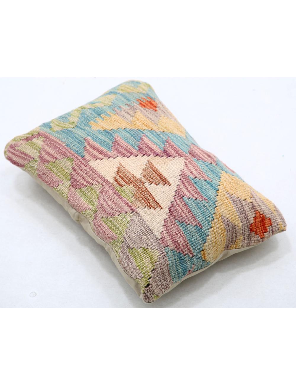 Hand Woven Tribal Multi Color Geometric Wool Pillow - 1'0'' x 1'5'' Arteverk Arteverk Rugs