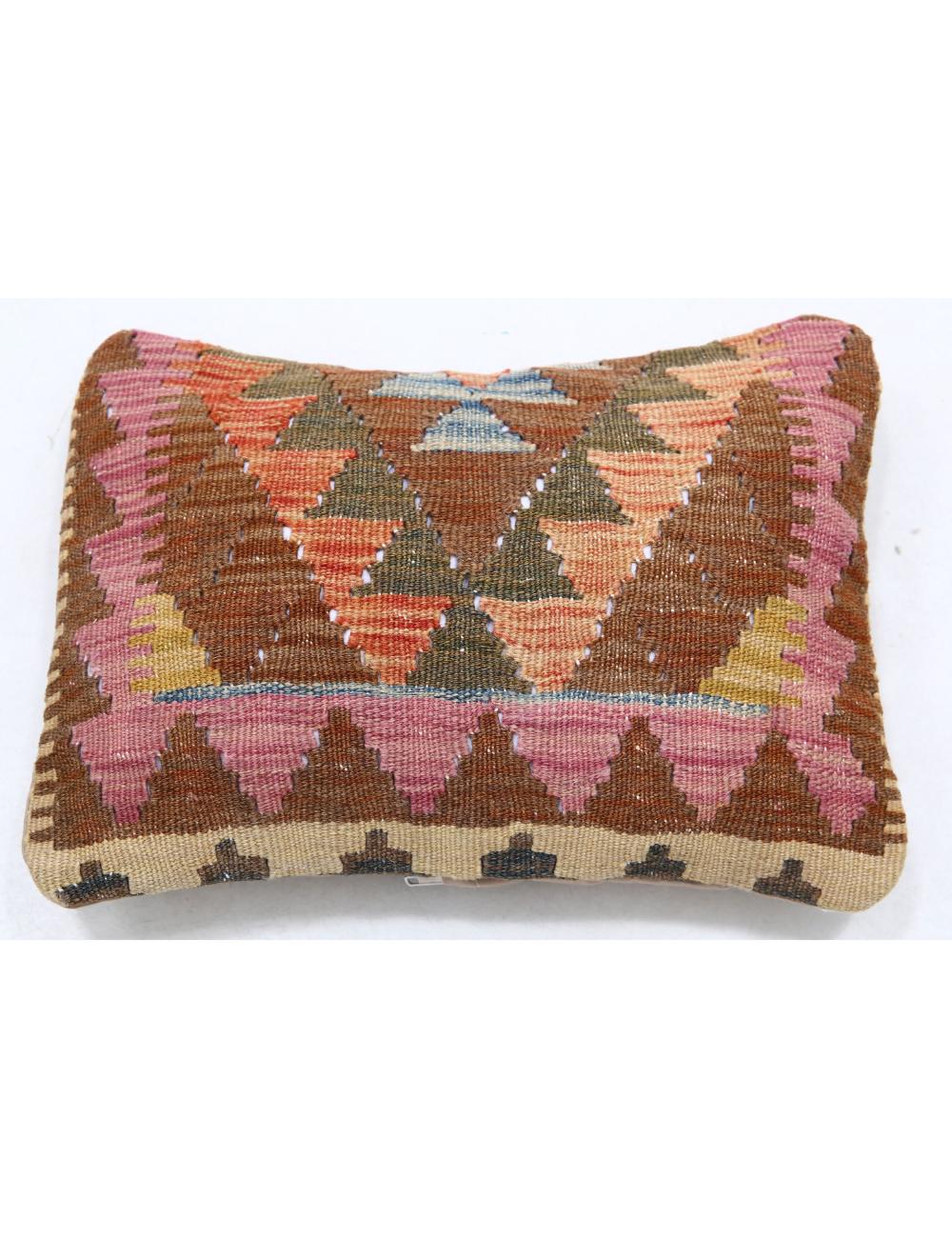 Hand Woven Tribal Multi Color Geometric Wool Pillow - 1&#39;0&#39;&#39; x 1&#39;5&#39;&#39; Arteverk Arteverk Rugs