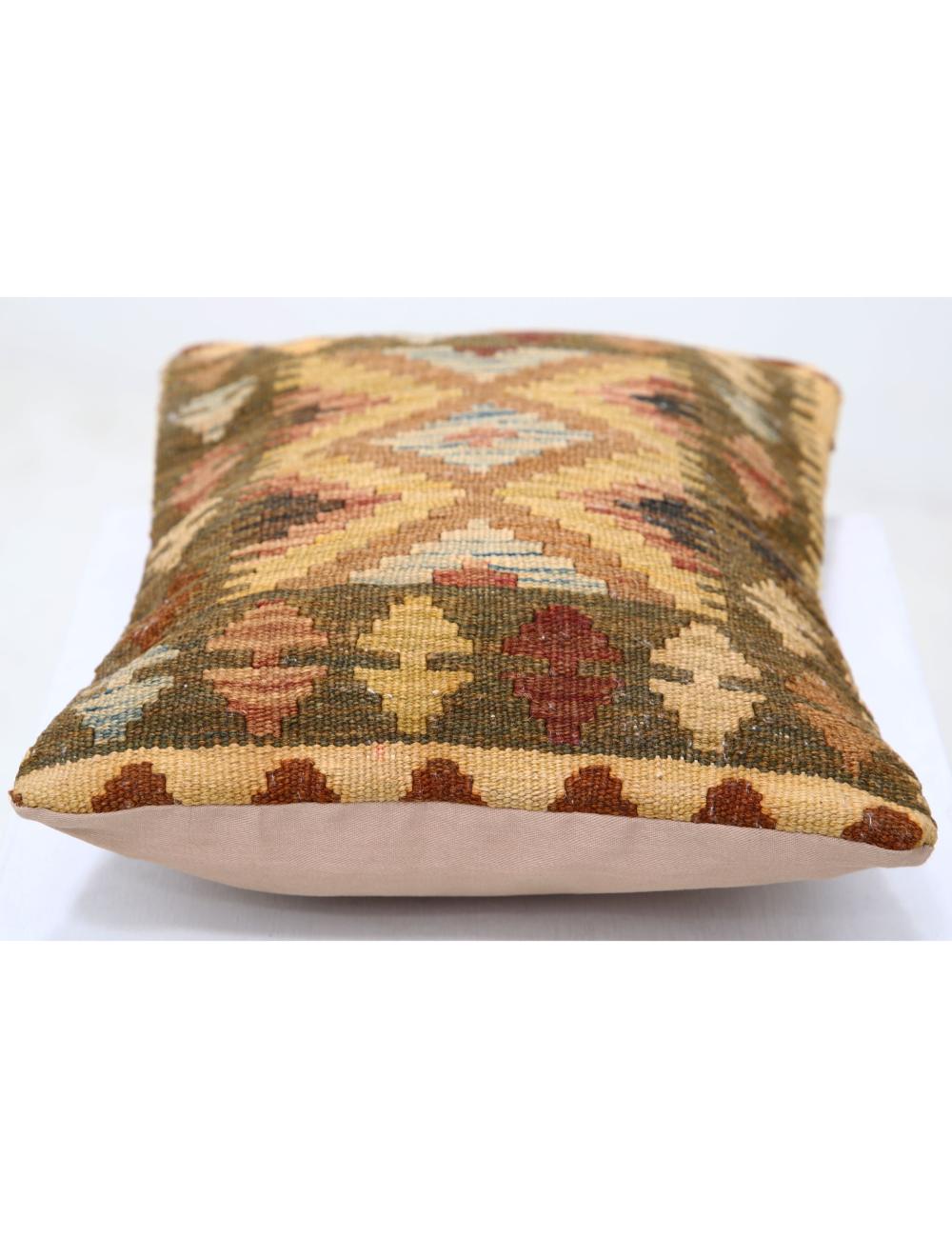 Hand Woven Tribal Multi Color Geometric Wool Pillow - 1'0'' x 1'5'' Arteverk Arteverk Rugs