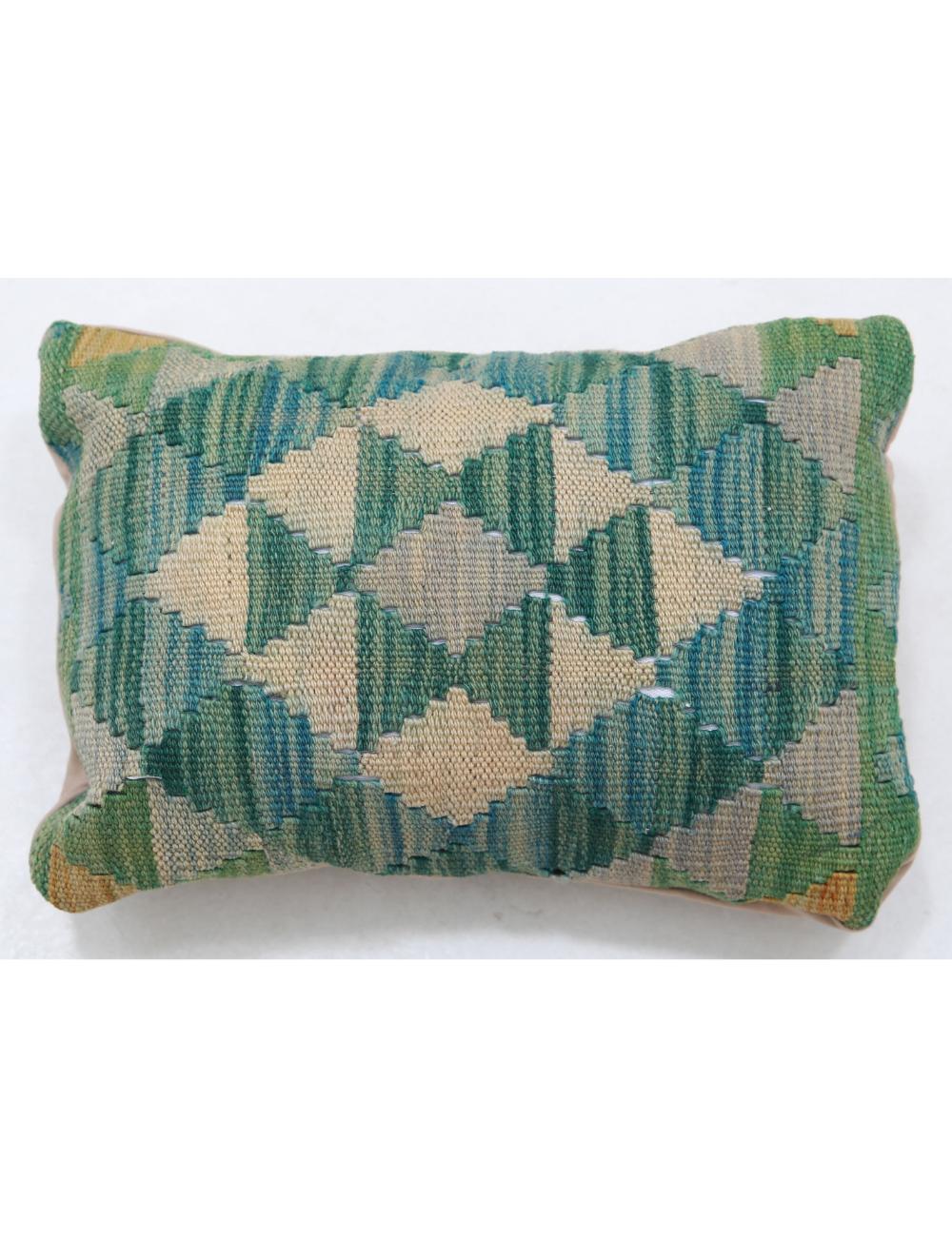 Hand Woven Tribal Multi Color Geometric Wool Pillow - 1&#39;0&#39;&#39; x 1&#39;5&#39;&#39; Arteverk Arteverk Rugs