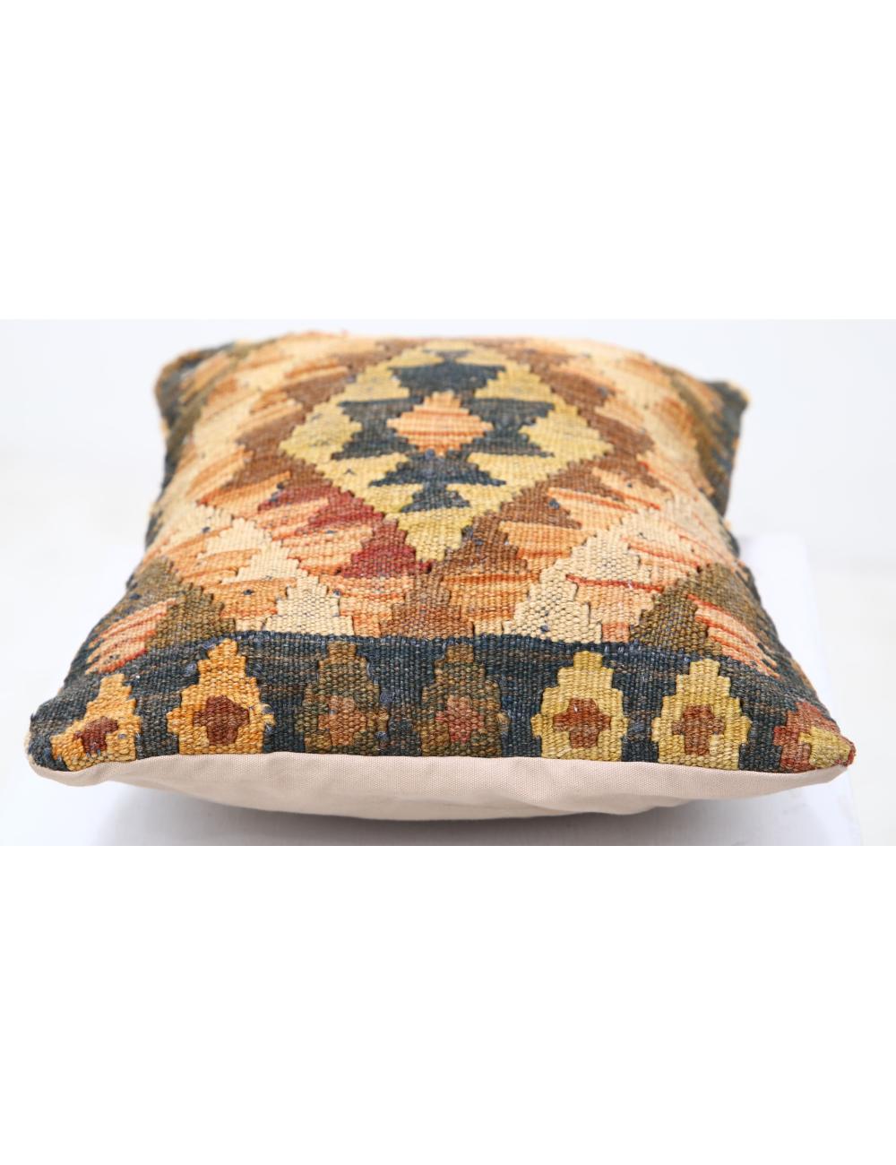 Hand Woven Tribal Multi Color Geometric Wool Pillow - 1'0'' x 1'5'' Arteverk Arteverk Rugs