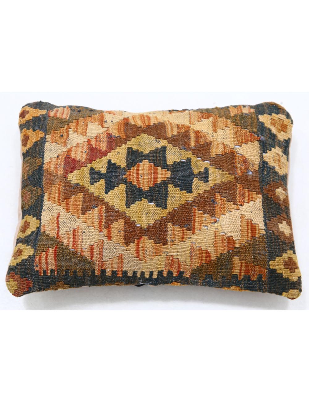 Hand Woven Tribal Multi Color Geometric Wool Pillow - 1&#39;0&#39;&#39; x 1&#39;5&#39;&#39; Arteverk Arteverk Rugs