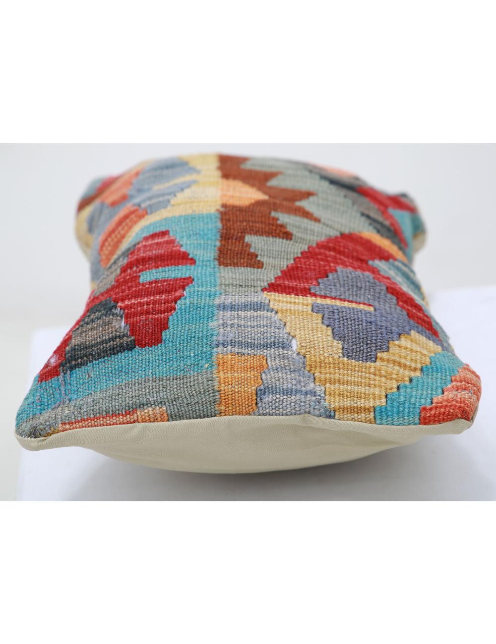 Hand Woven Tribal Multi Color Geometric Wool Pillow - 1'0'' x 1'5'' Arteverk Arteverk Rugs