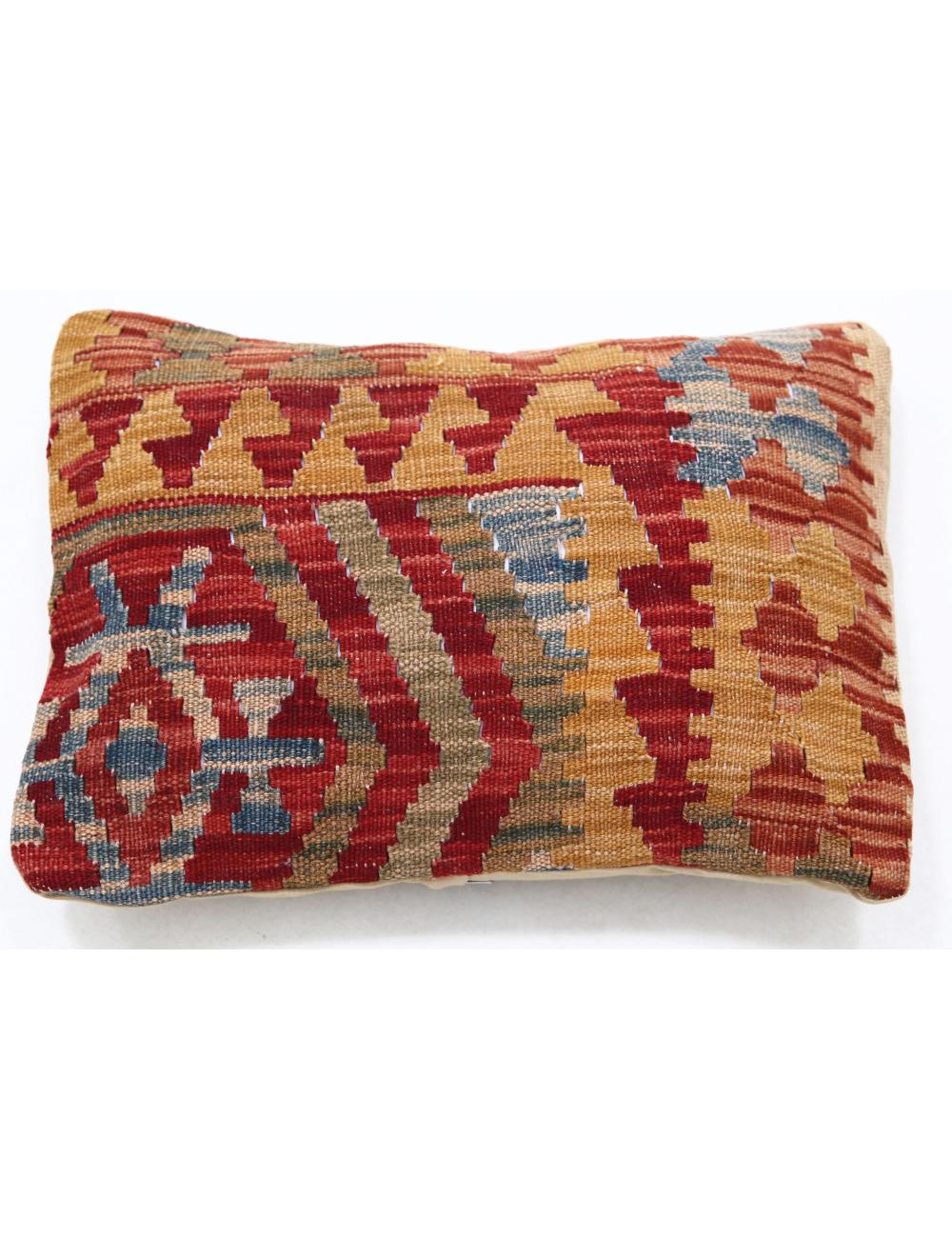 Hand Woven Tribal Multi Color Geometric Wool Pillow - 1&#39;0&#39;&#39; x 1&#39;5&#39;&#39; Arteverk Arteverk Rugs