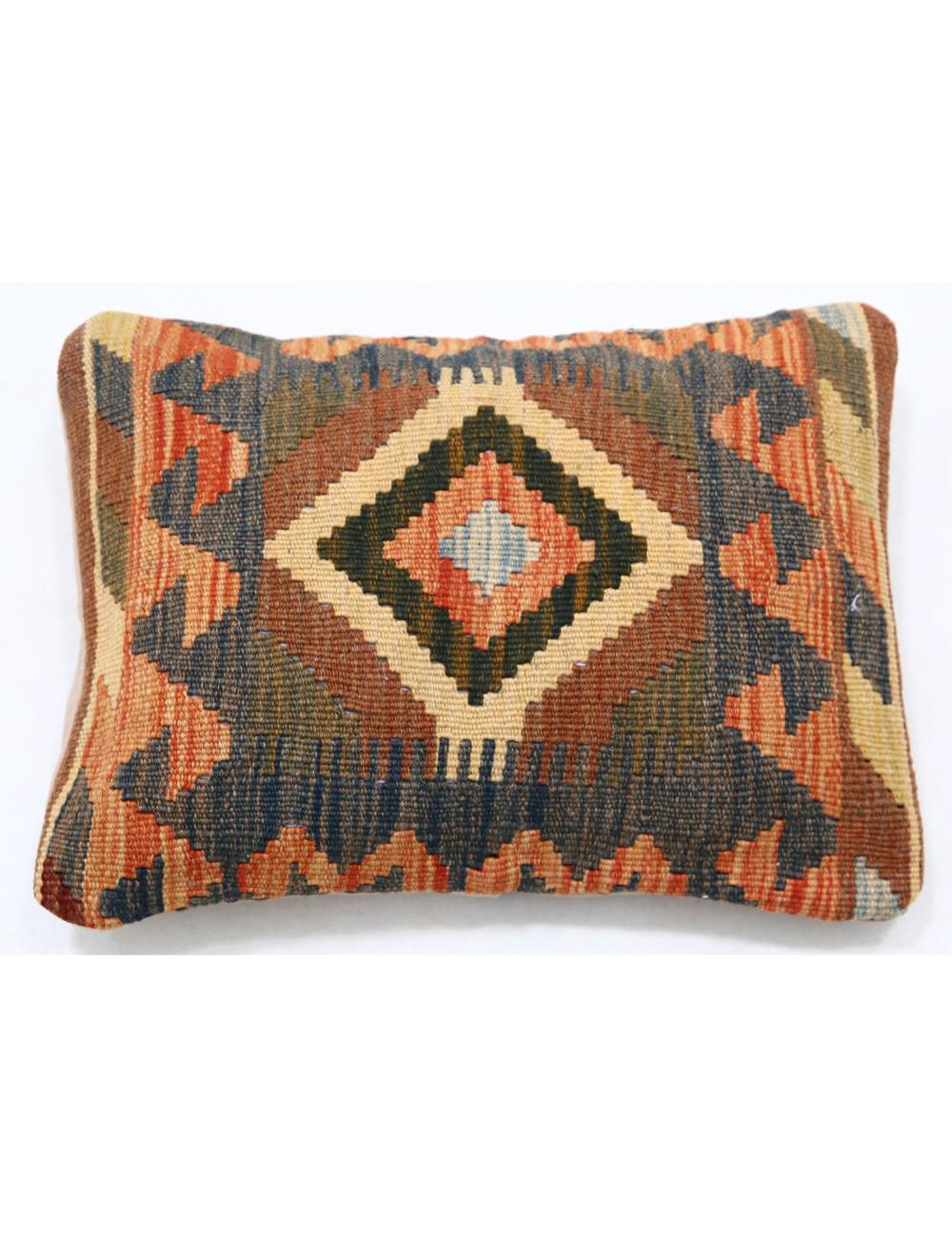 Hand Woven Tribal Multi Color Geometric Wool Pillow - 1&#39;0&#39;&#39; x 1&#39;5&#39;&#39; Arteverk Arteverk Rugs