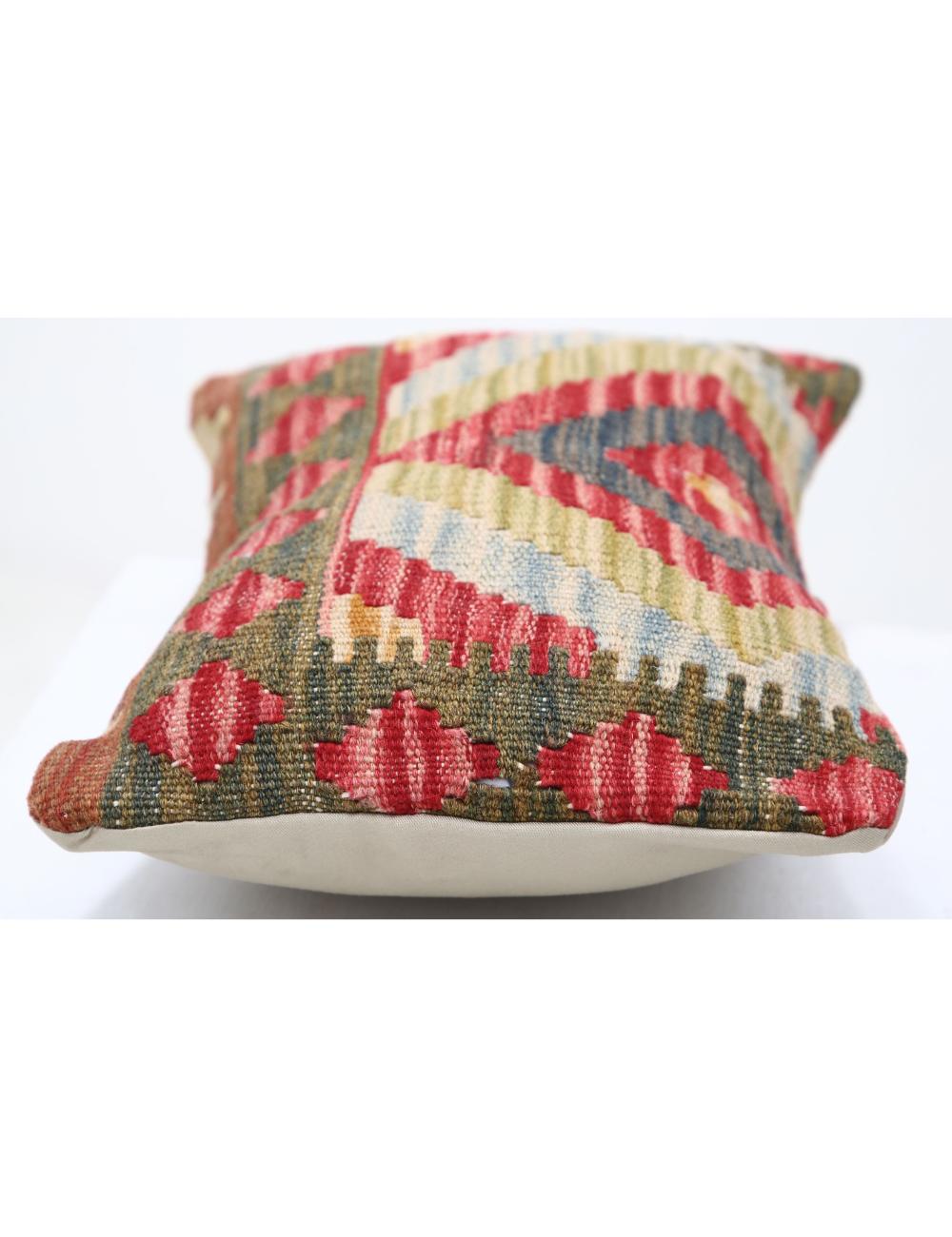 Hand Woven Tribal Multi Color Geometric Wool Pillow - 1'0'' x 1'5'' Arteverk Arteverk Rugs