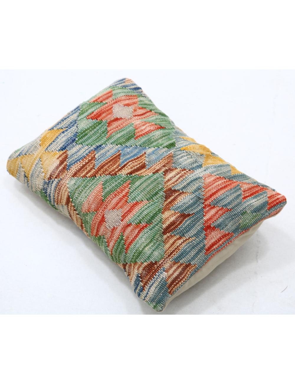 Hand Woven Tribal Multi Color Geometric Wool Pillow - 1'0'' x 1'5'' Arteverk Arteverk Rugs