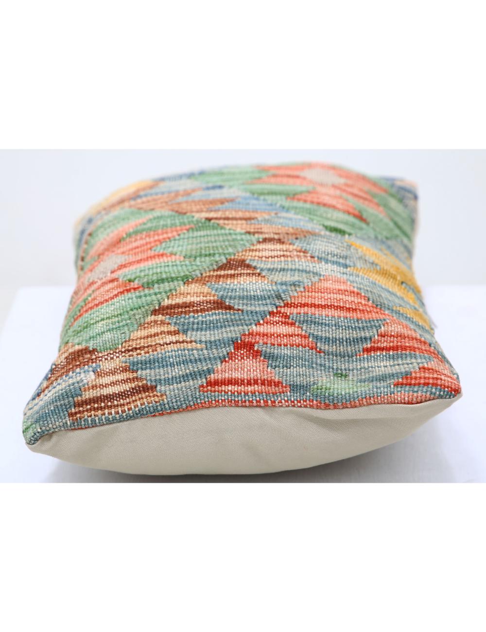 Hand Woven Tribal Multi Color Geometric Wool Pillow - 1'0'' x 1'5'' Arteverk Arteverk Rugs