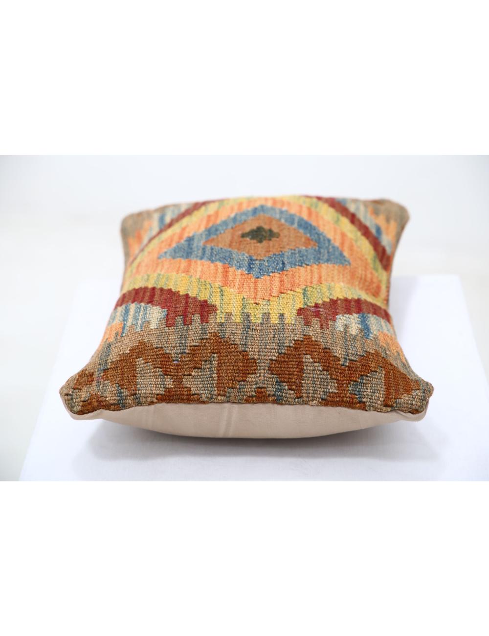 Hand Woven Tribal Multi Color Geometric Wool Pillow - 1'0'' x 1'5'' Arteverk Arteverk Rugs