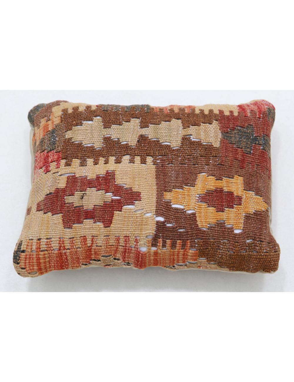 Hand Woven Tribal Multi Color Geometric Wool Pillow - 1&#39;0&#39;&#39; x 1&#39;5&#39;&#39; Arteverk Arteverk Rugs