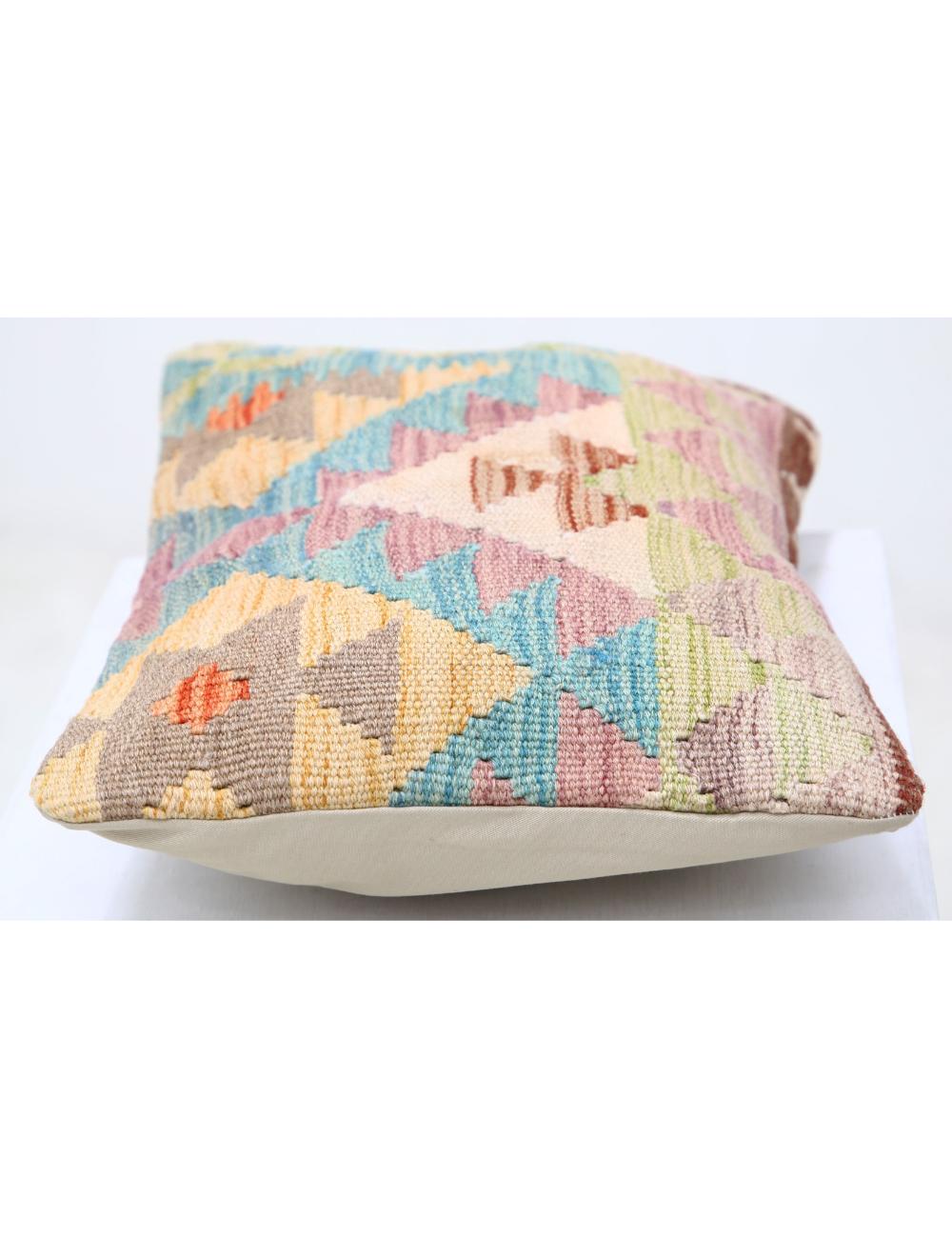 Hand Woven Tribal Multi Color Geometric Wool Pillow - 1'0'' x 1'5'' Arteverk Arteverk Rugs