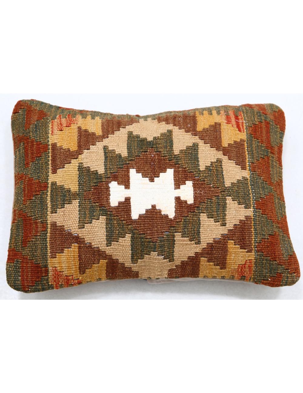 Hand Woven Tribal Multi Color Geometric Wool Pillow - 1&#39;0&#39;&#39; x 1&#39;5&#39;&#39; Arteverk Arteverk Rugs