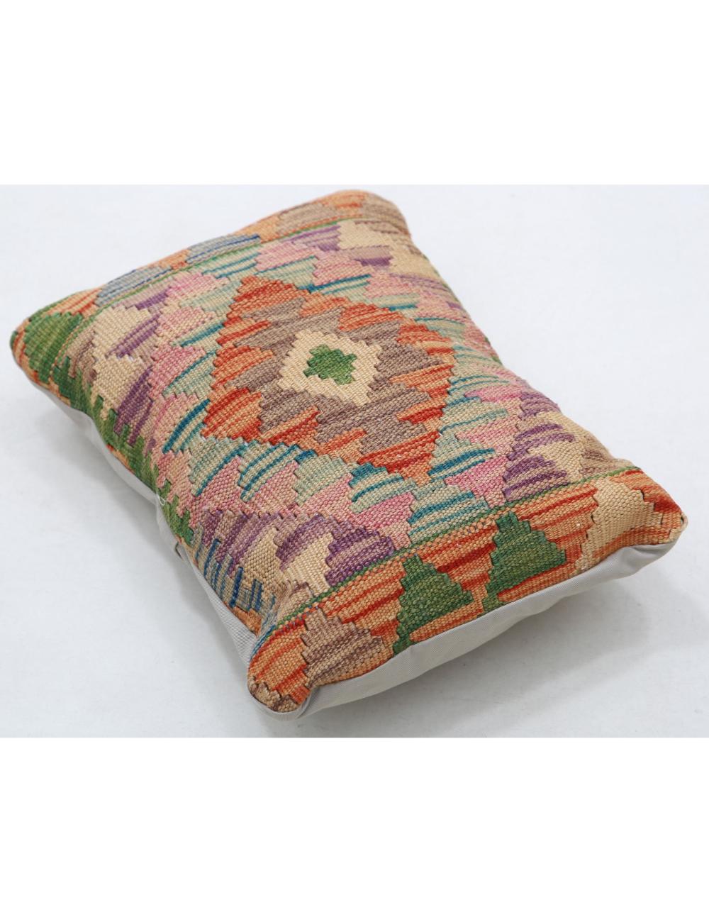 Hand Woven Tribal Multi Color Geometric Wool Pillow - 1'0'' x 1'5'' Arteverk Arteverk Rugs